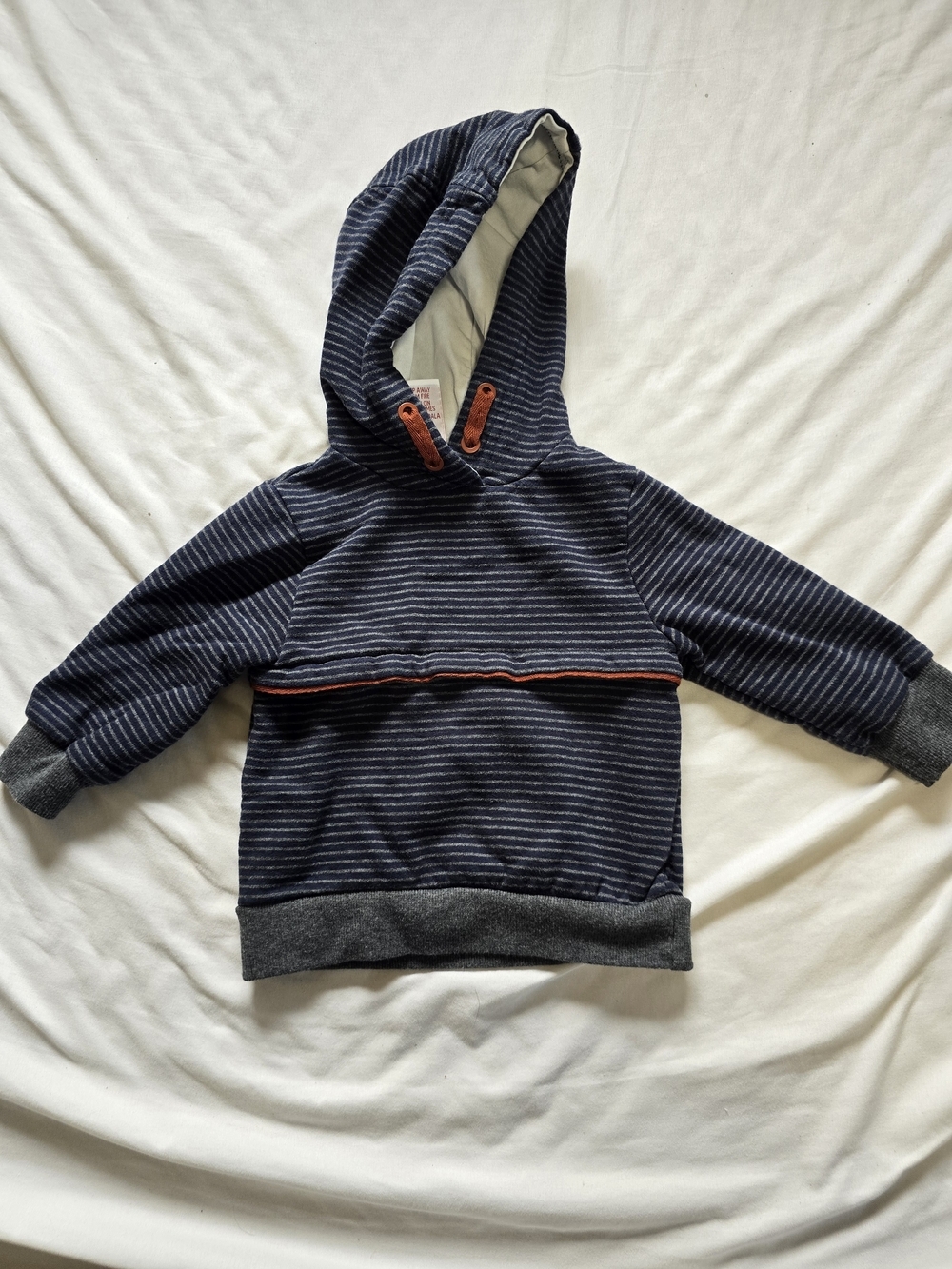 Tommy Bahama Baby Hooded Sweatshirt 12M Navy Gray Stripe Pullover Hoodie